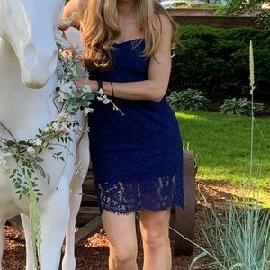 Lulu’s Royal Blue Lace Dress (M)